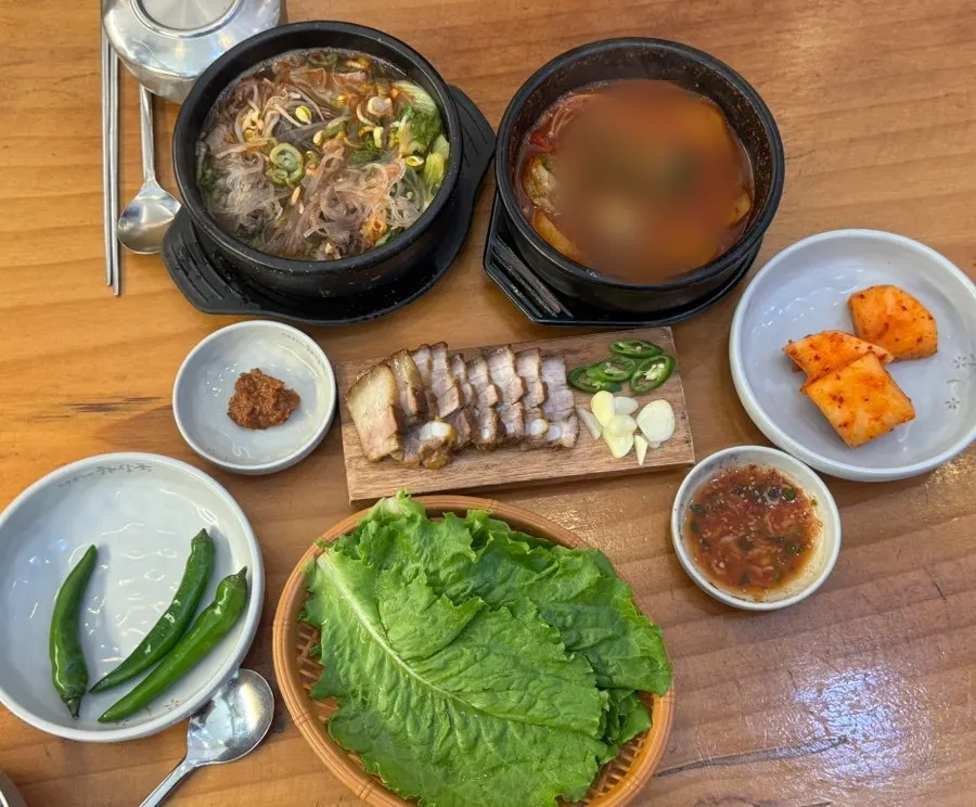 식사를 마친 세트메뉴 한상