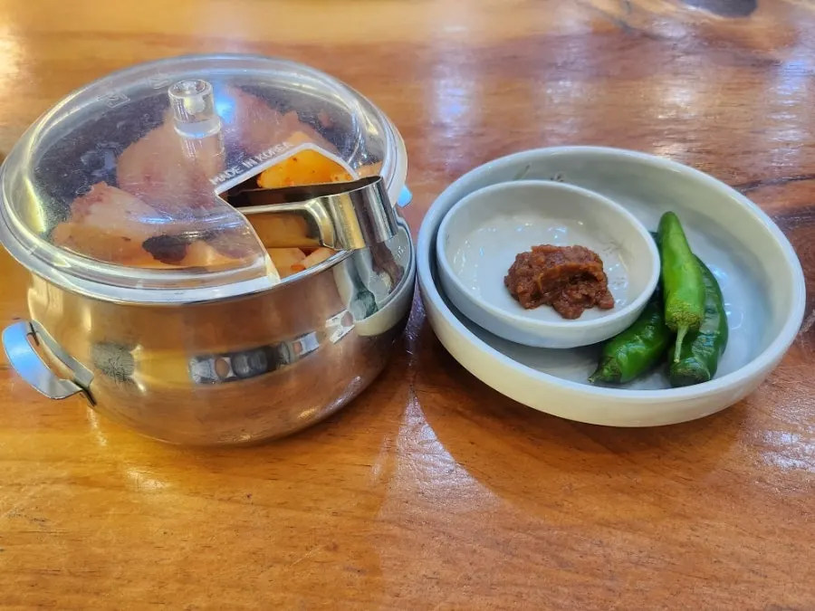 Radish kimchi served as a basic side dish