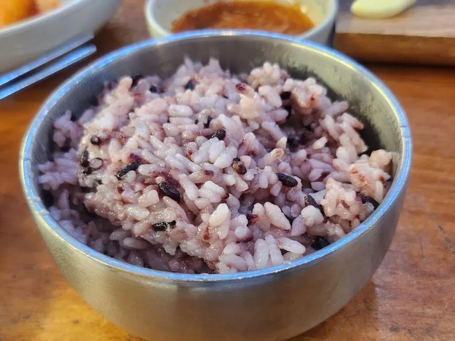 Bowl of multigrain rice served first