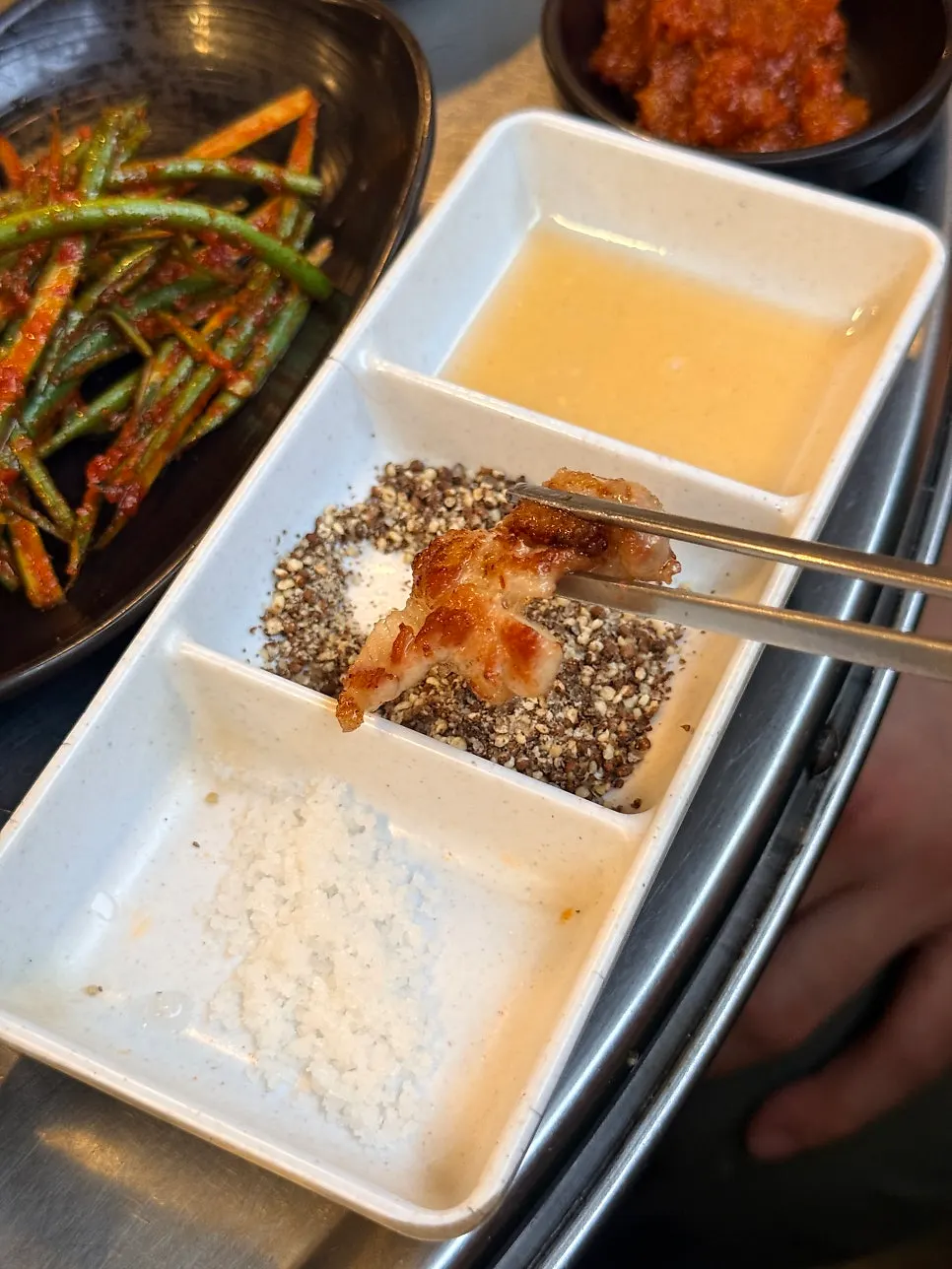 Golden-brown grilled black pork raw ribs