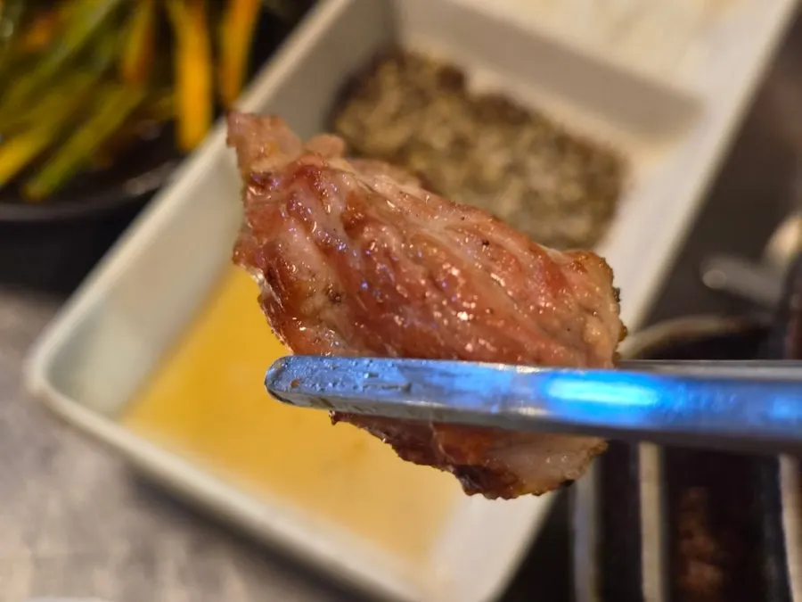 Thick pork neck grilled golden brown