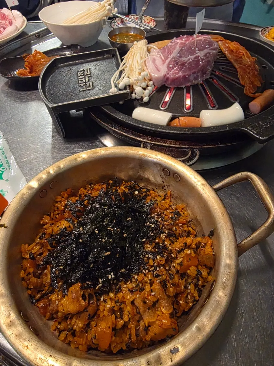 Beef brisket kkakdugi fried rice side dish