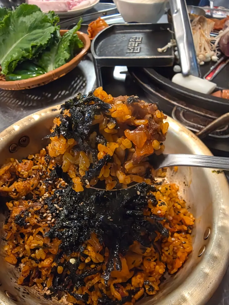 Two servings of beef brisket kkakdugi fried rice