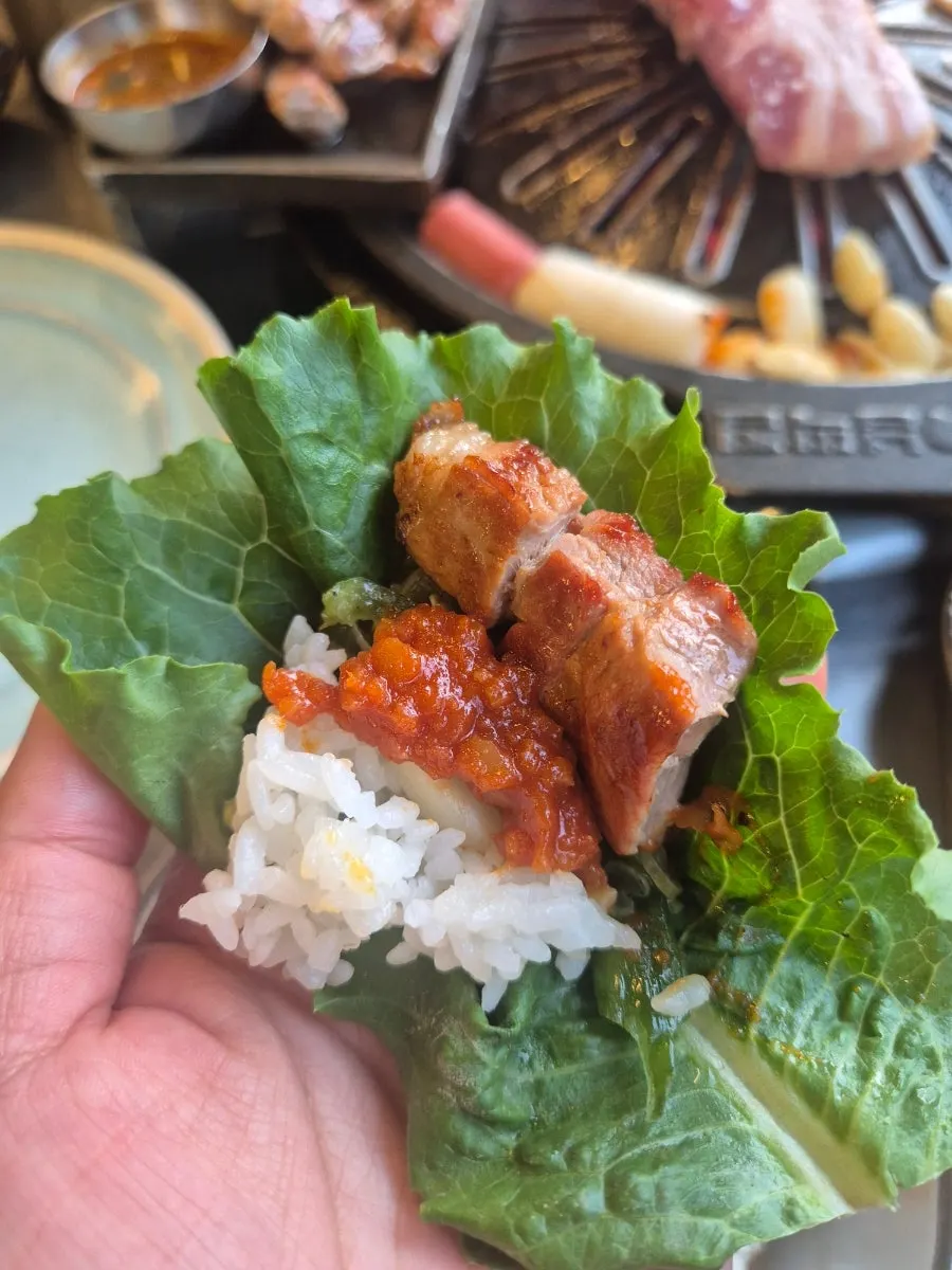Bowl of rice ordered alongside the pork belly
