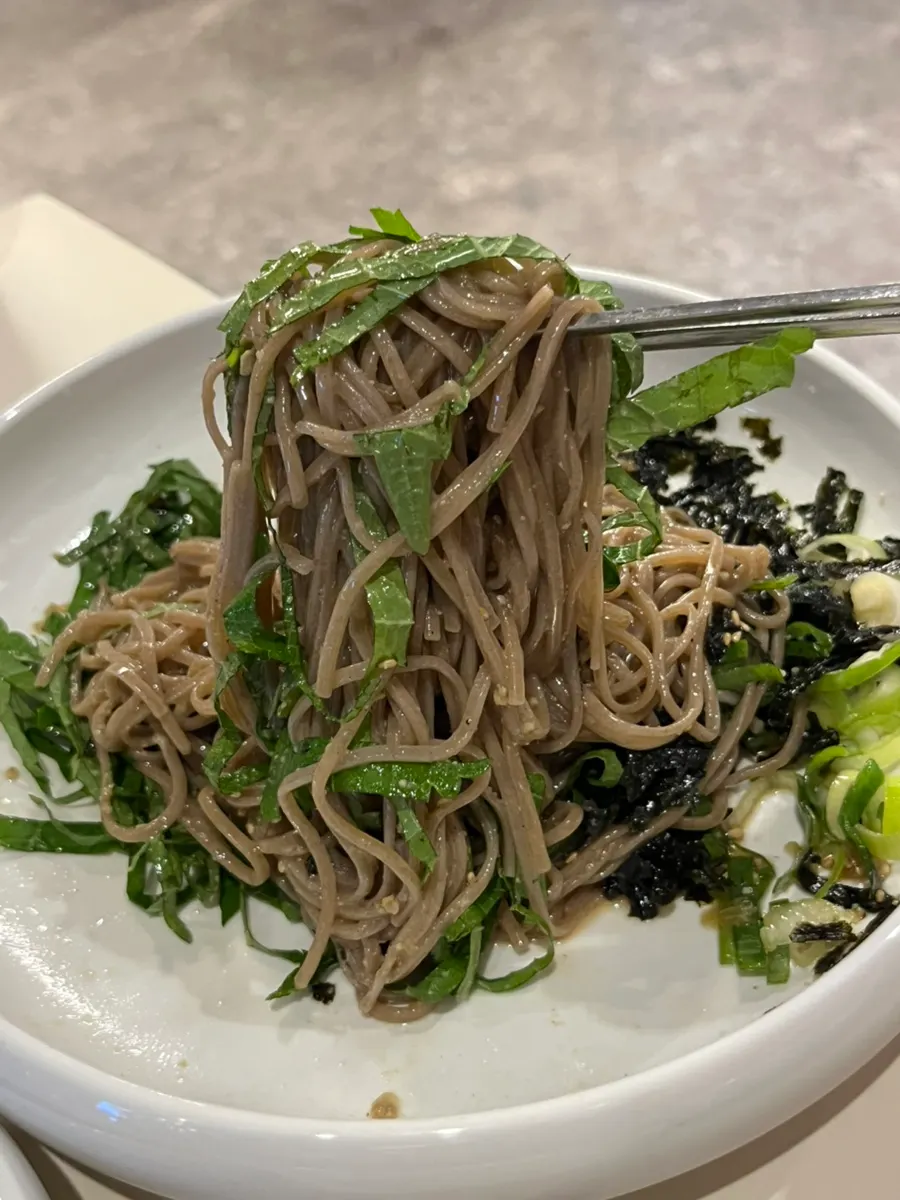 A bowl of perilla oil noodles