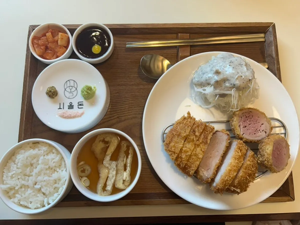 Soft tenderloin tonkatsu enjoyed by the baby