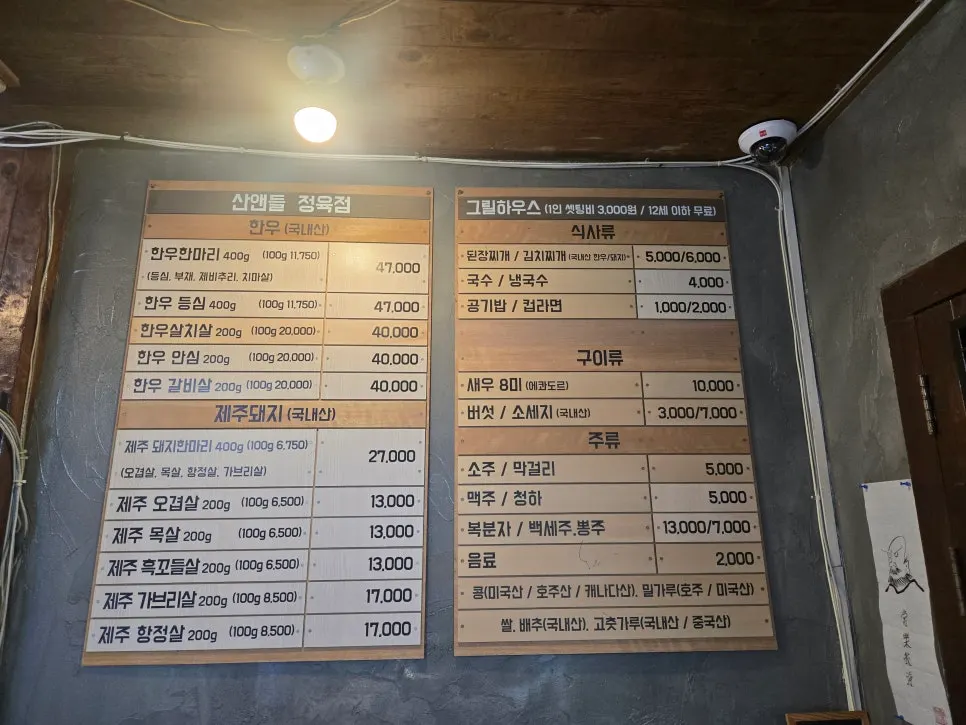 Showcase displaying Korean beef and Jeju pork