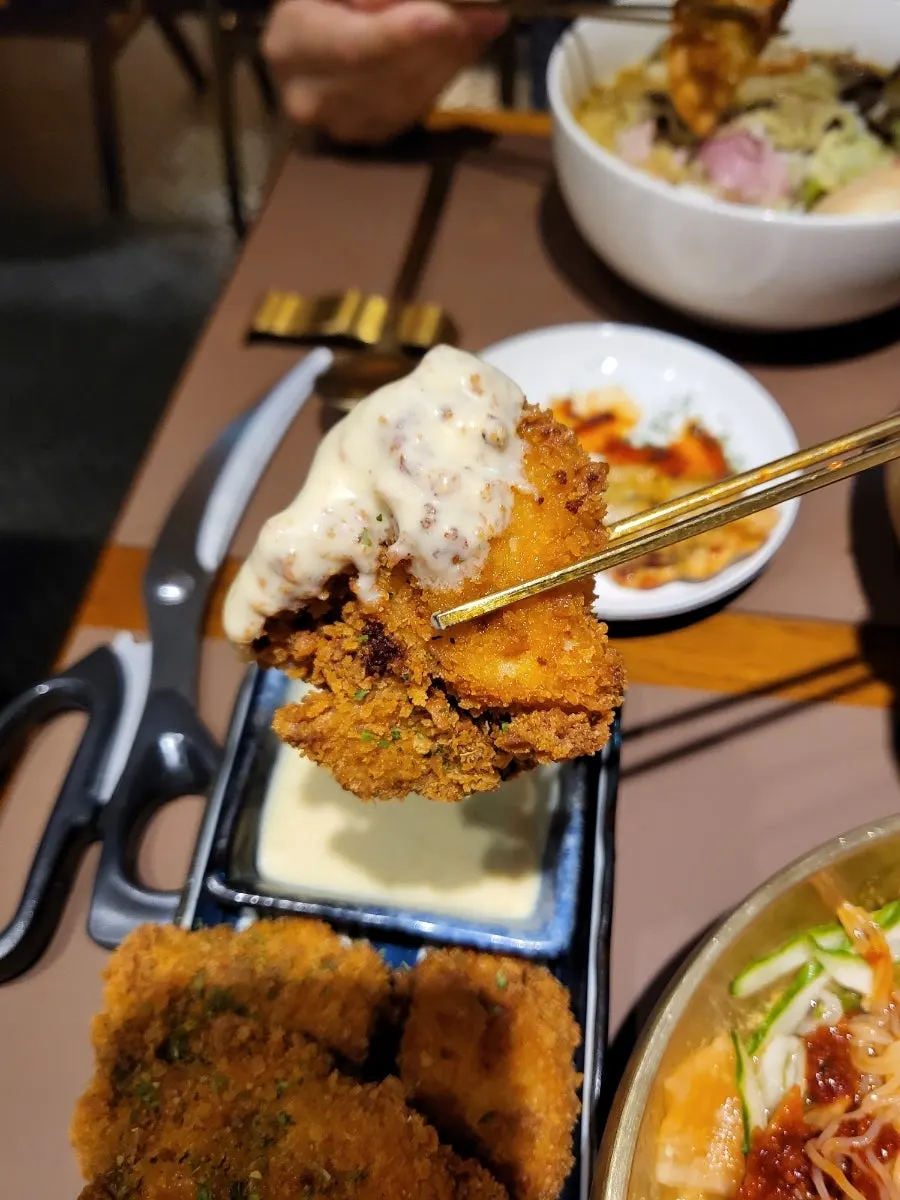 Close-up of the crispy coating on the karaage