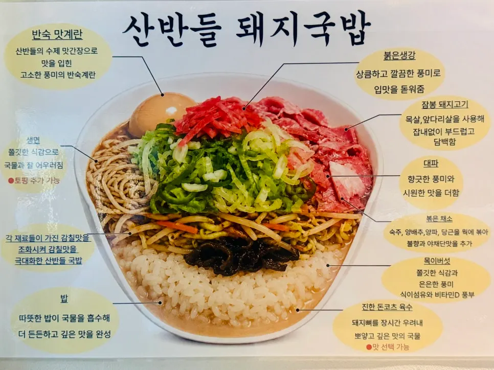 돼지국밥 재료 설명 안내문