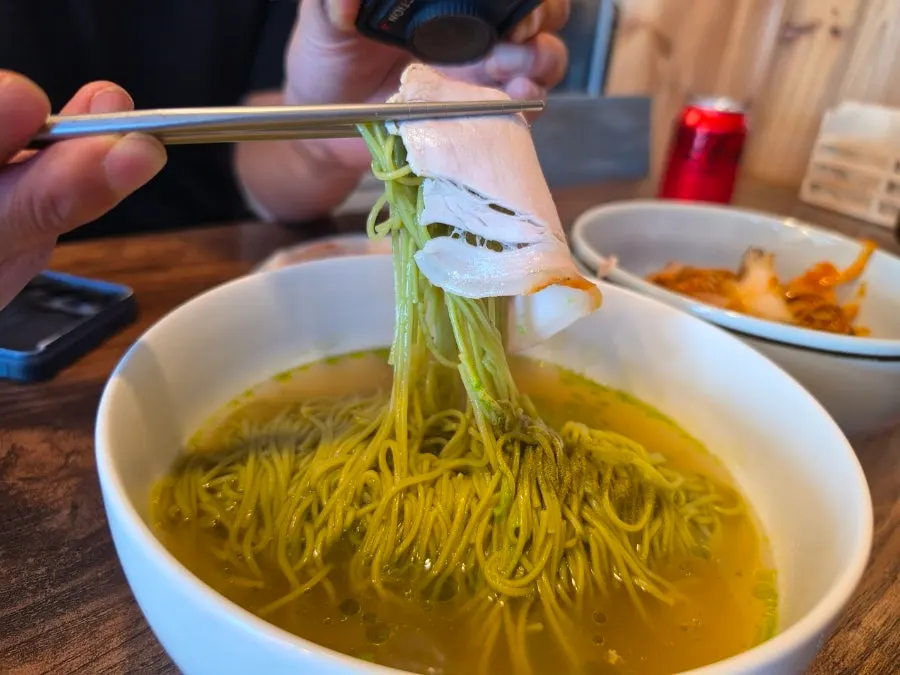 Table for sharing the two noodle dishes
