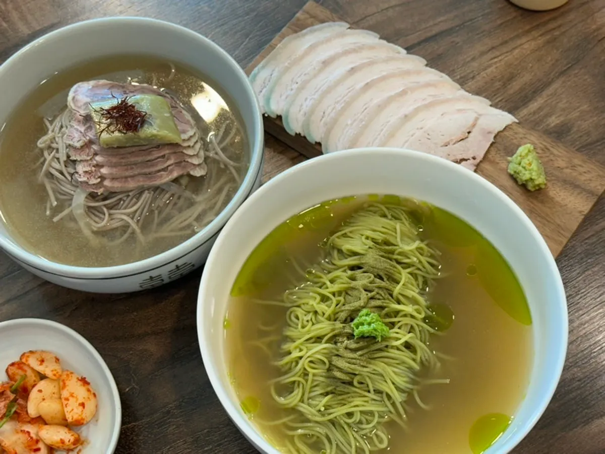 말차온면 고기국수와 감귤냉면 한 상