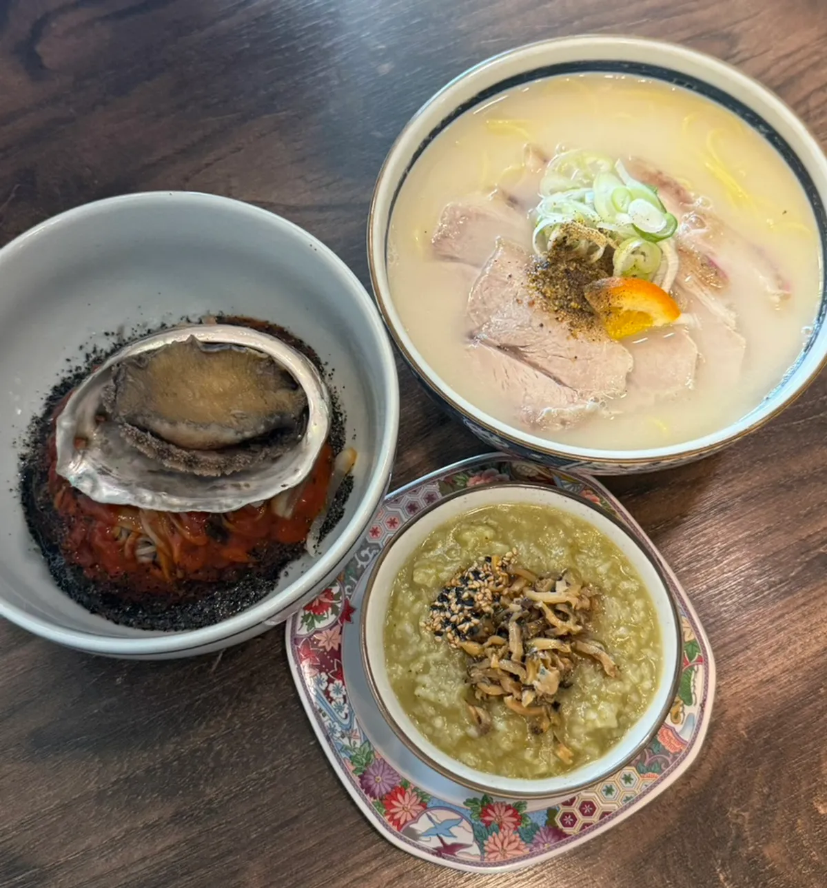 Jeju abalone porridge sochan topped with abalone