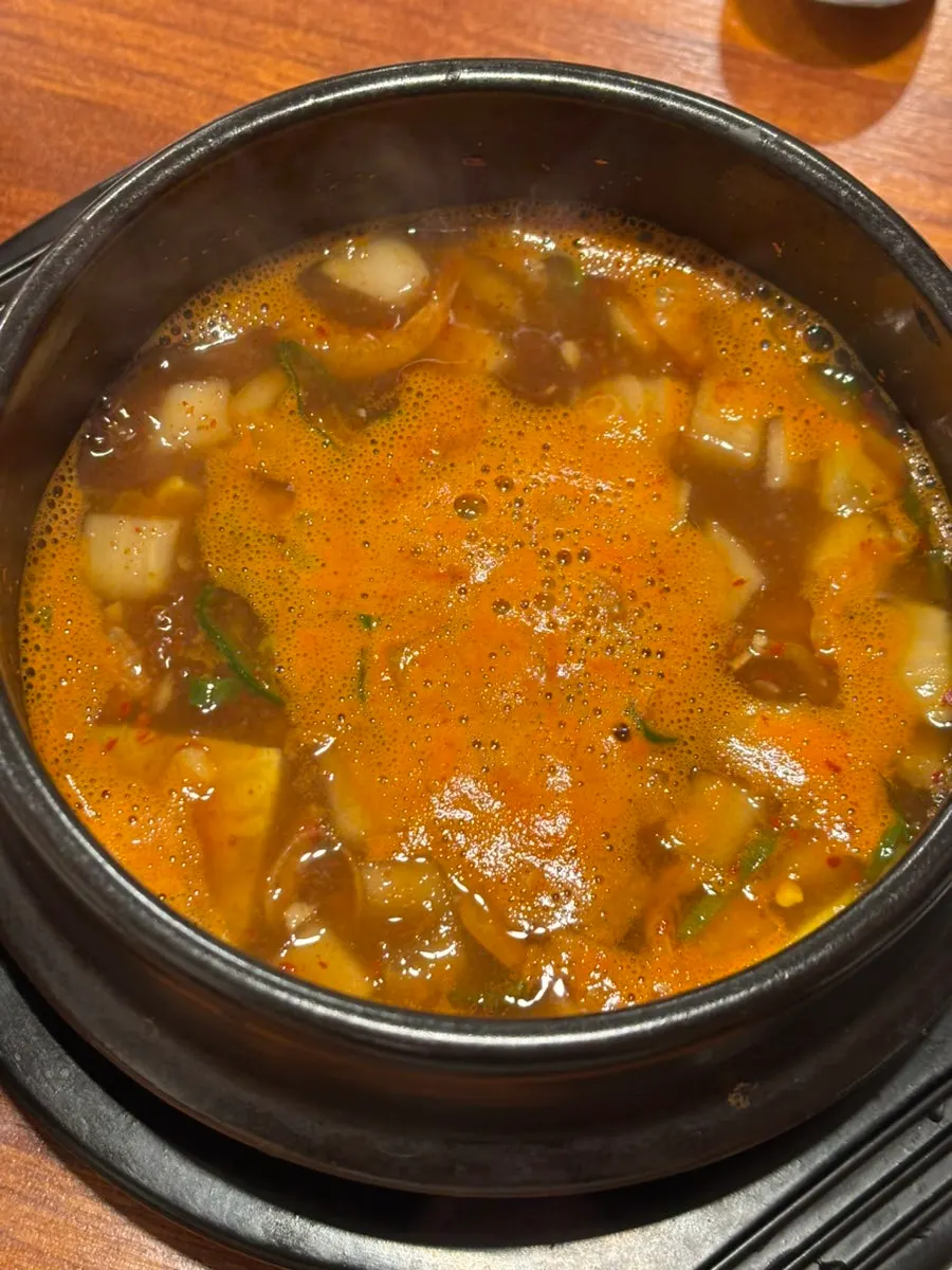 Doenjang jjigae served in a stone pot