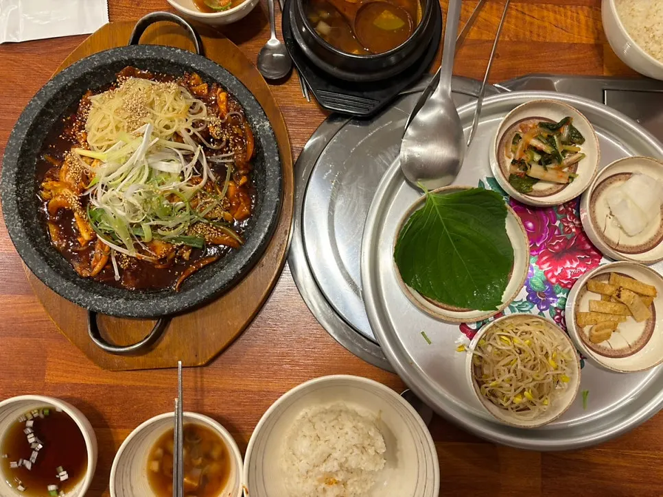 Soy pork bulgogi and rice on the table