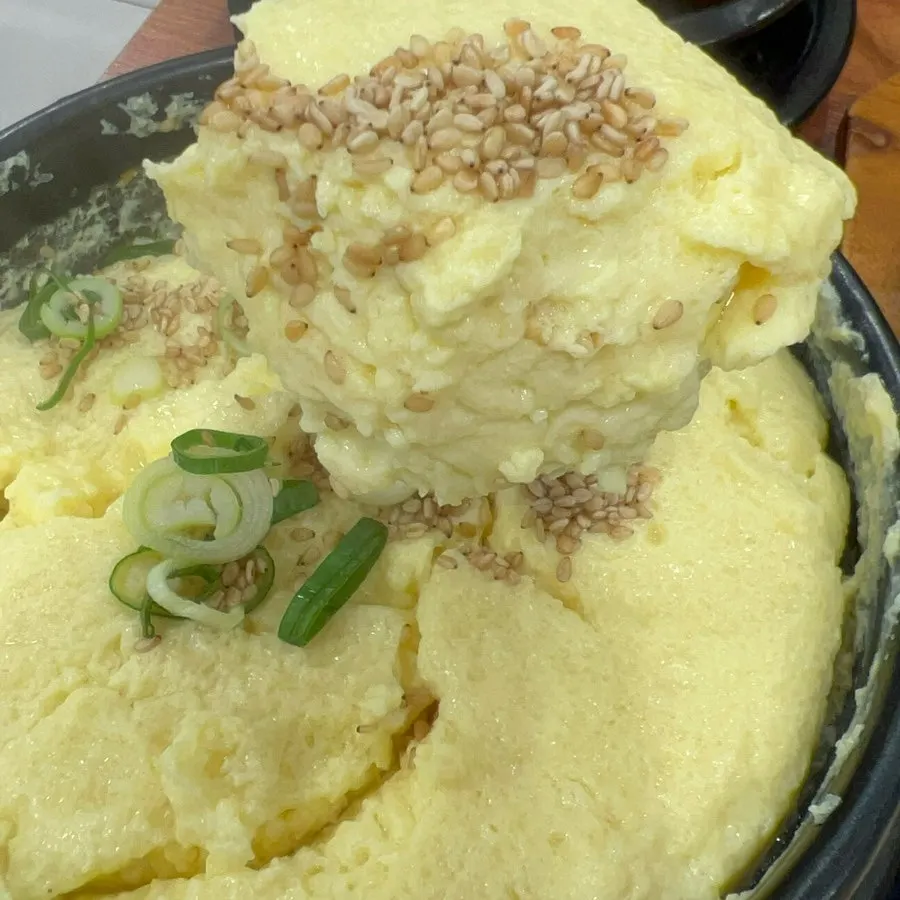 Steamed egg puffed up huge