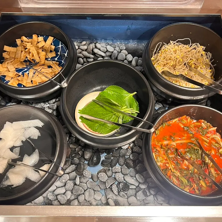 Neatly organized self-serve bar corner