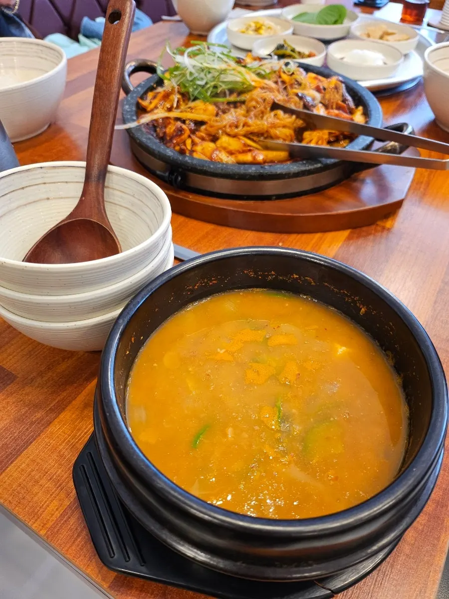 Cheonggukjang served with Oje Bokkeum