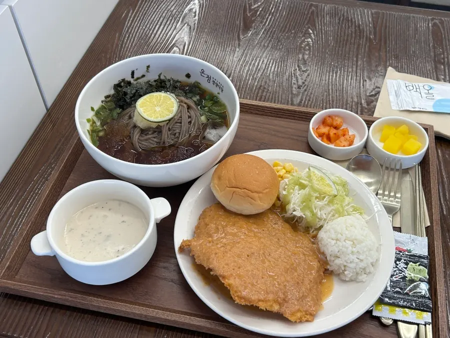 Rice and side dishes taken from the self-serve bar