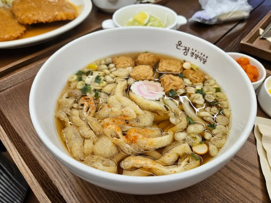 Mushroom soup served alongside the meal