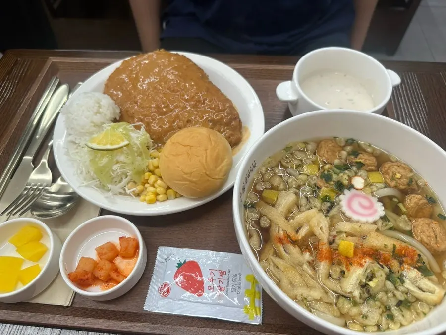 Soba and pork cutlet set
