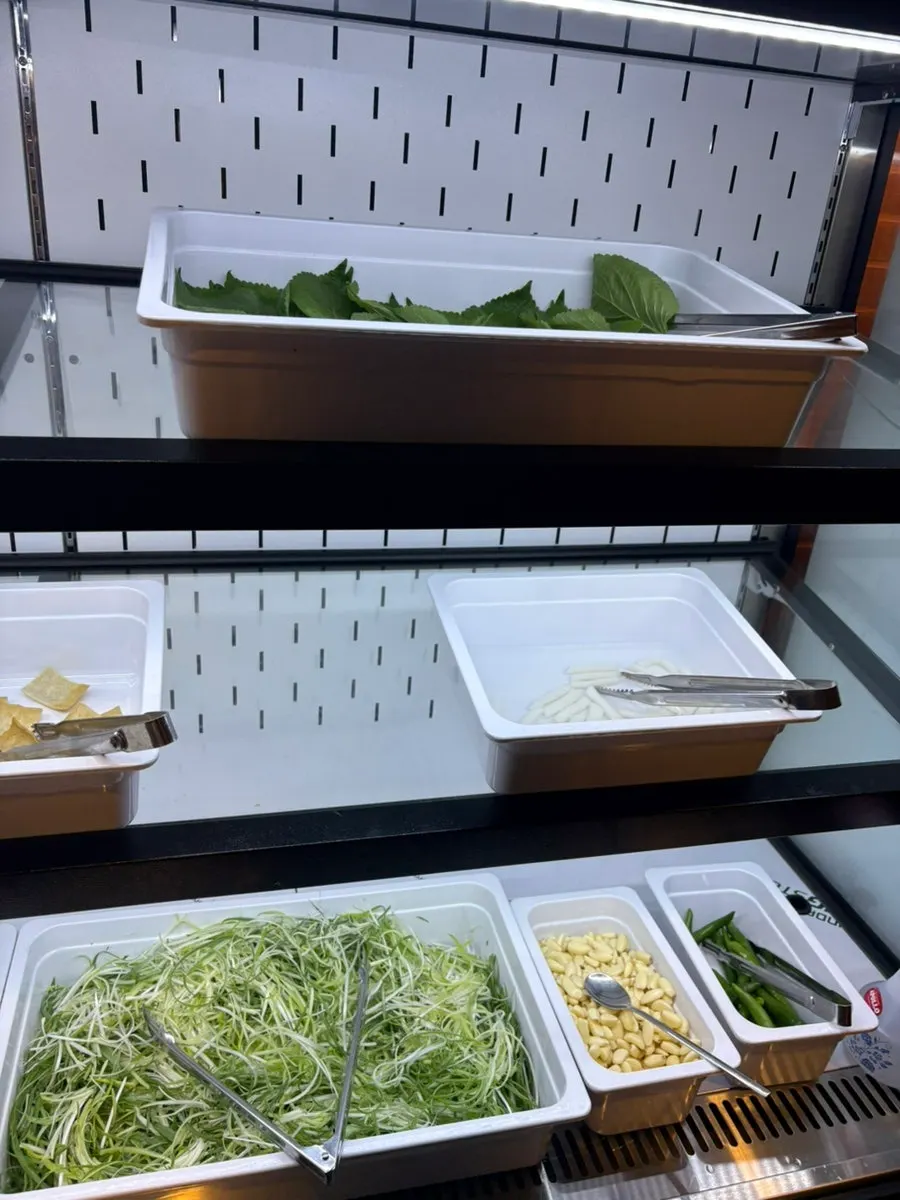 Self-serve bar with rice cake, potato and seasonings