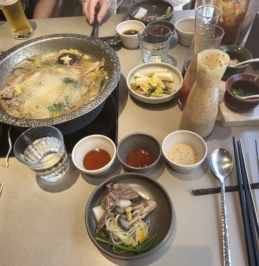 Vegetables and basic ingredients served at Shabu in Seoul
