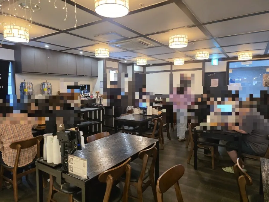 Interior seating at Solsot Sangam Branch after the crowd thinned out