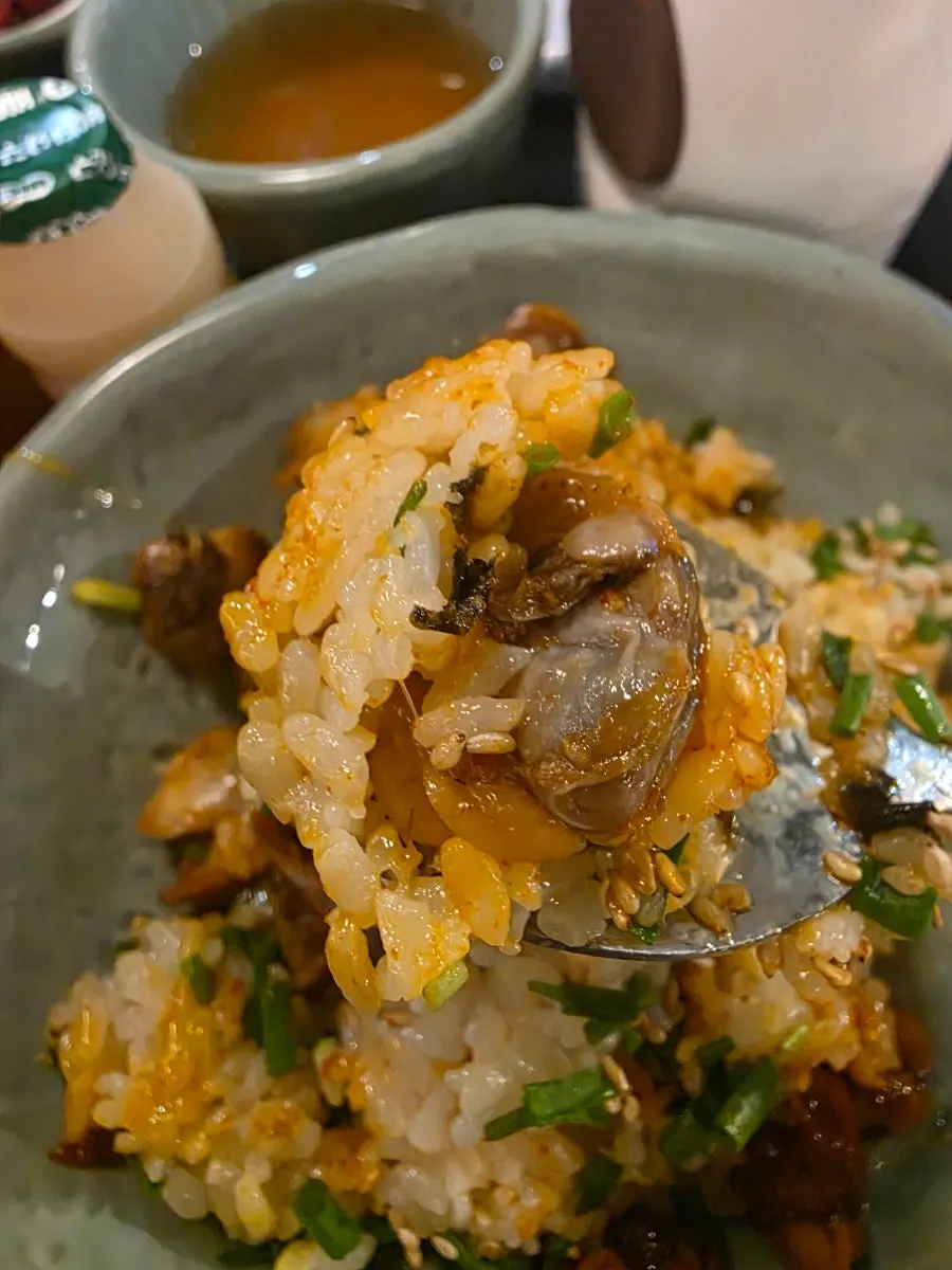 Inside of the pot as the scorched rice tea steeps