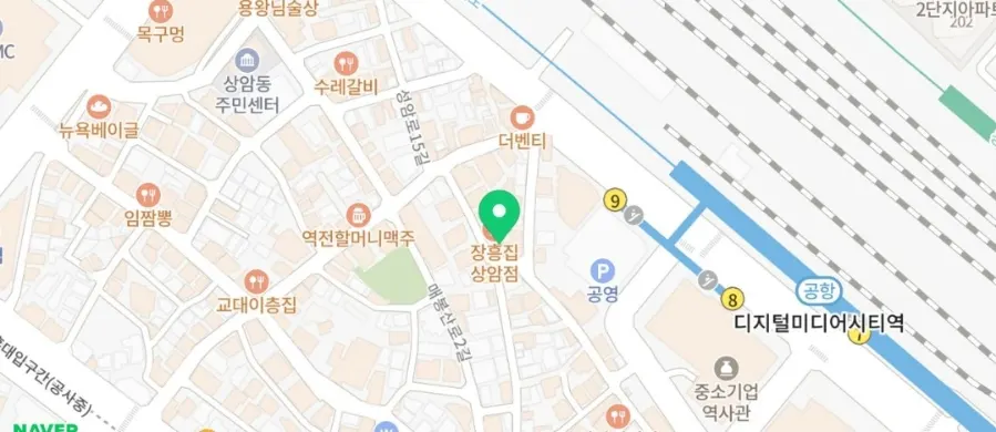 Location guide for the Sangam-dong eel restaurant