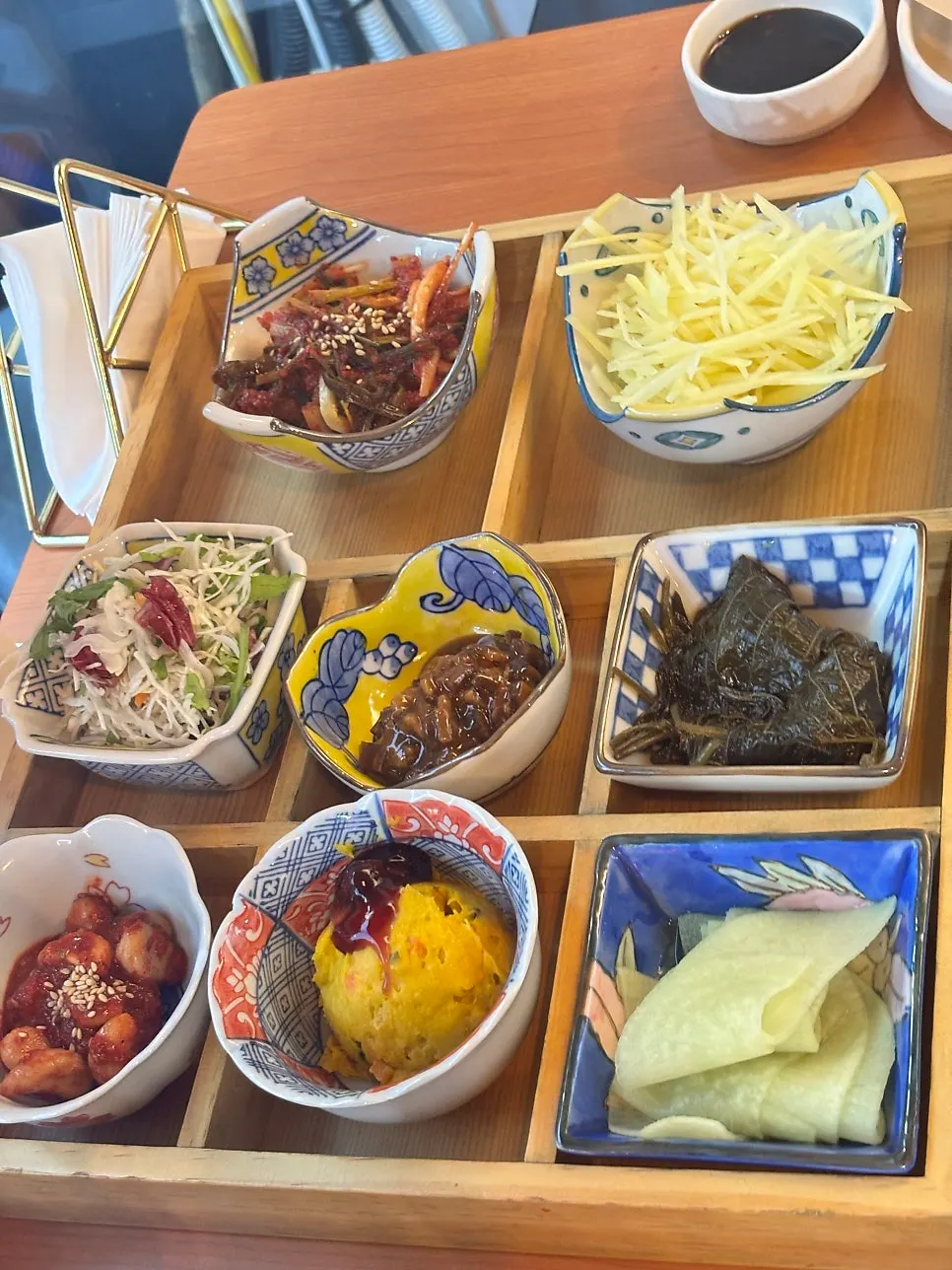 Assorted side dishes great for pairing with eel