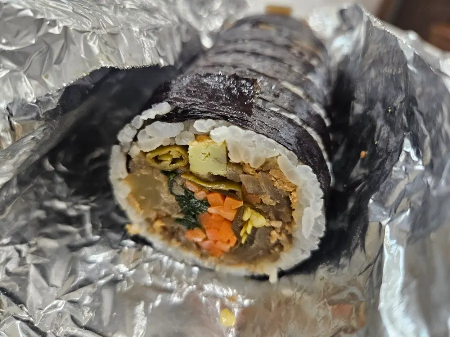 Yubu gimbap loaded with ingredients