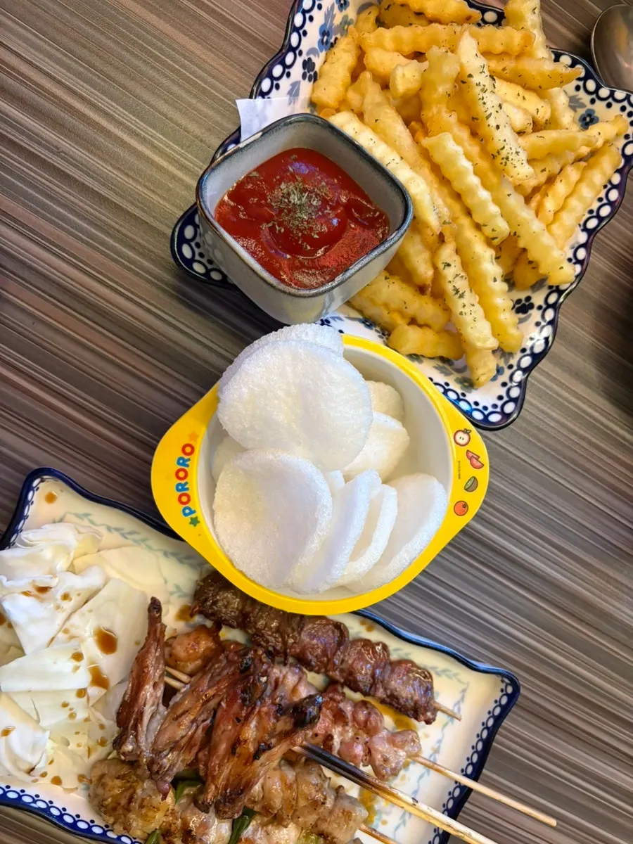 Ordered yakitori and fries