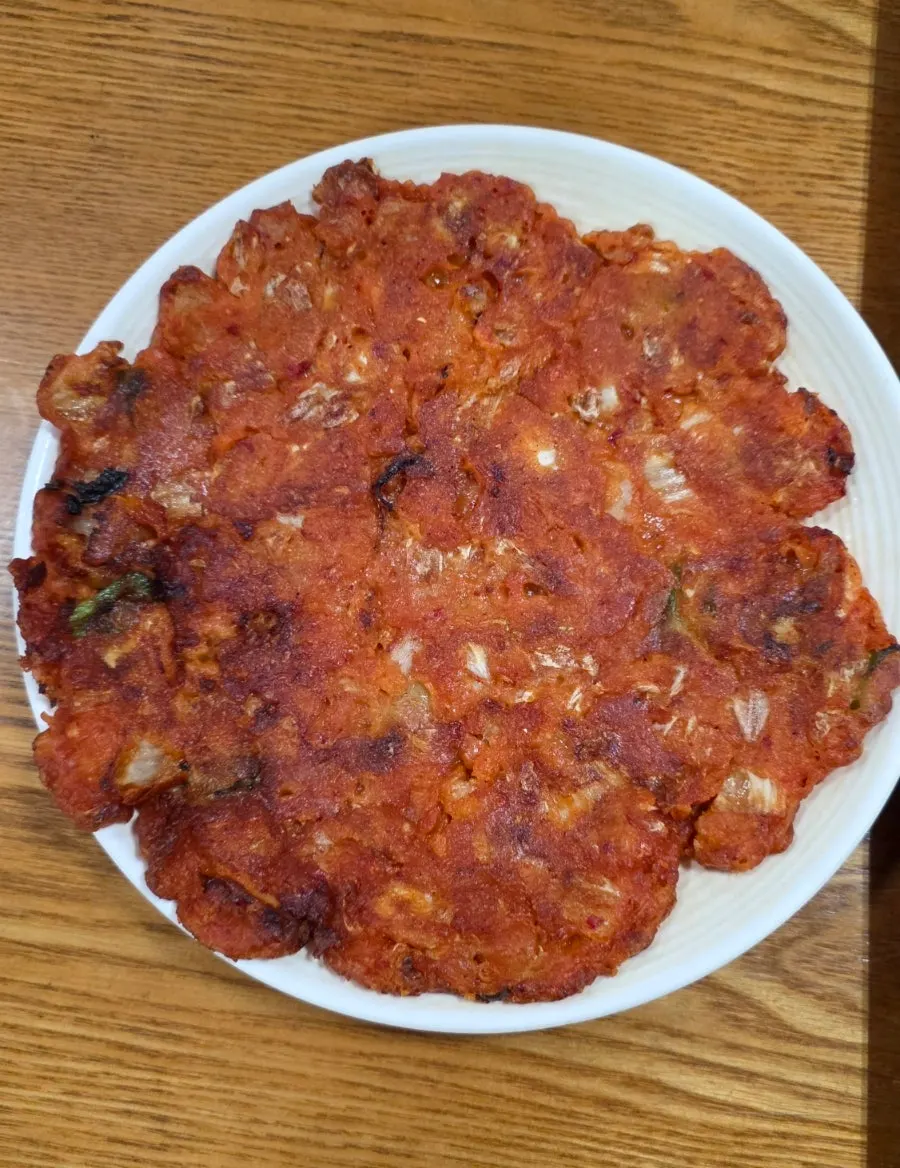 Kimchi pancake ordered as a side at Sangam Hoegwan
