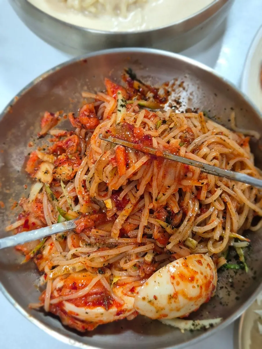 A bowl of Sangam Hoegwan's bibim guksu