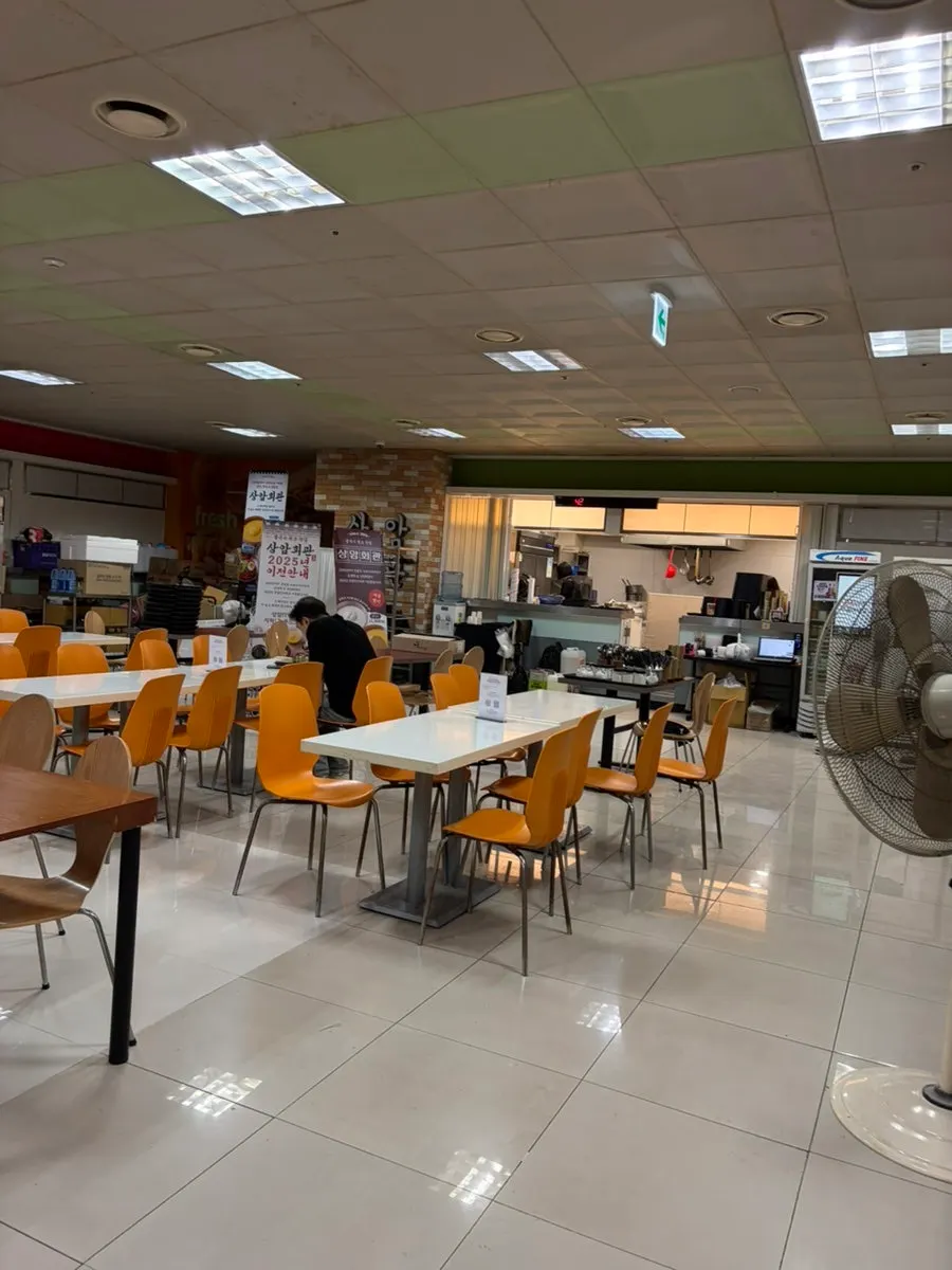 View of seating at the Sangam Hoegwan food court