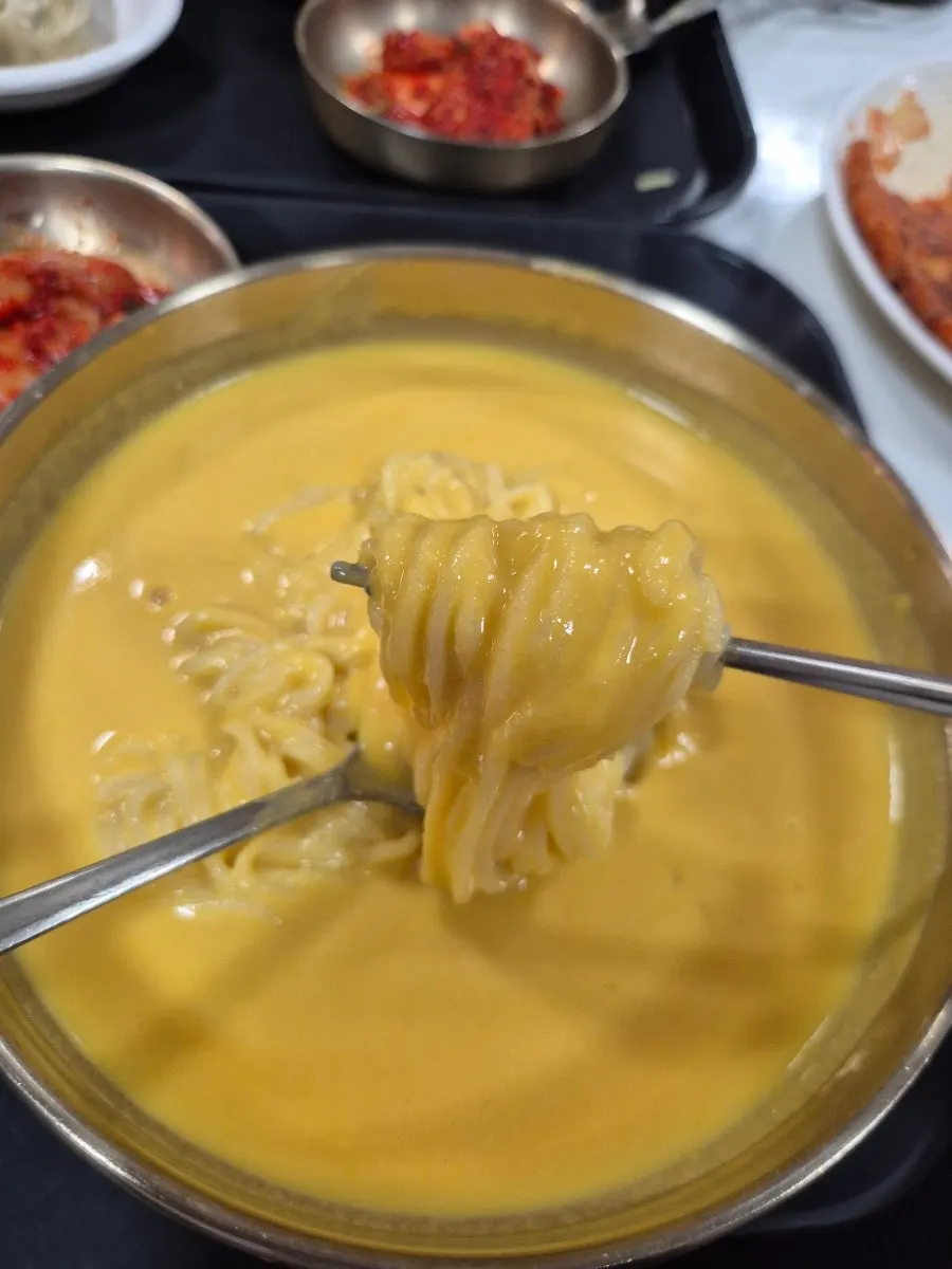 Pumpkin kongguksu table setting with sugar and salt