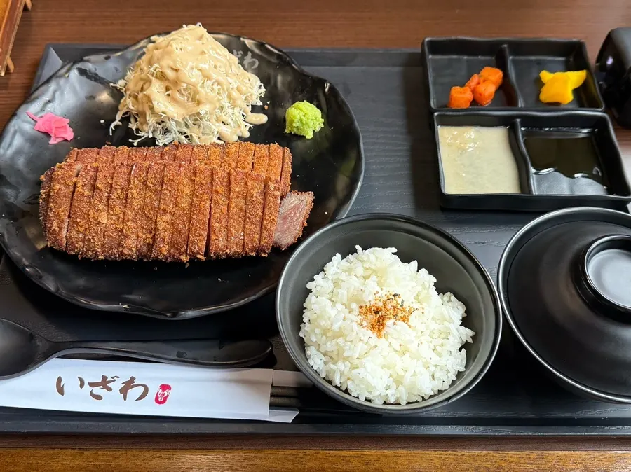 화로와 함께 나온 규카츠 더블 한 상