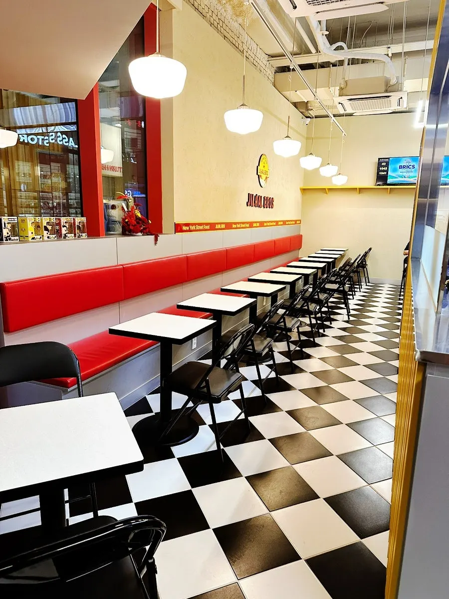 Yellow and red interior of the restaurant