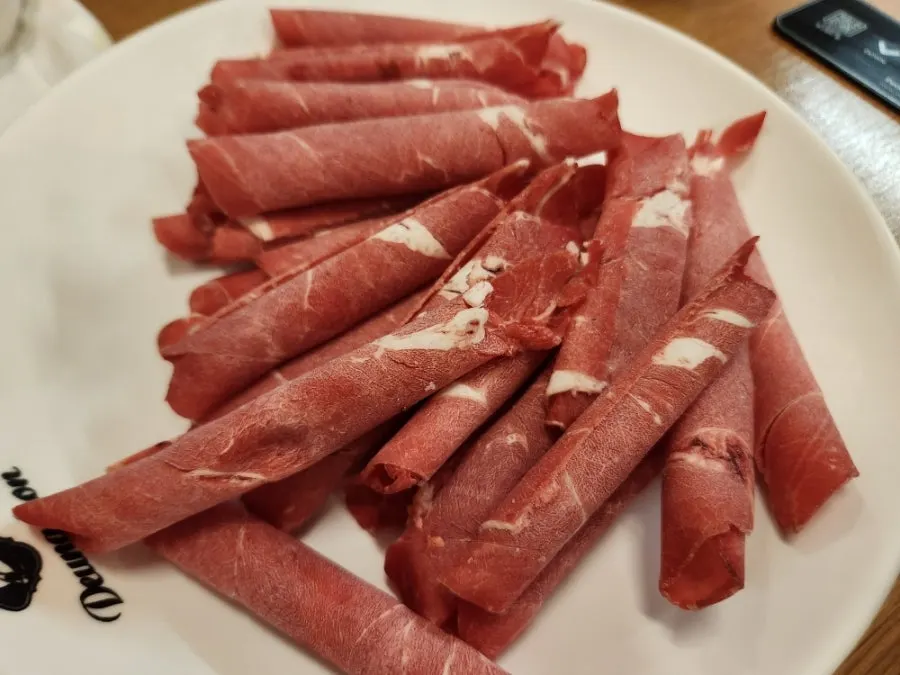 Plate of added beef for shabu