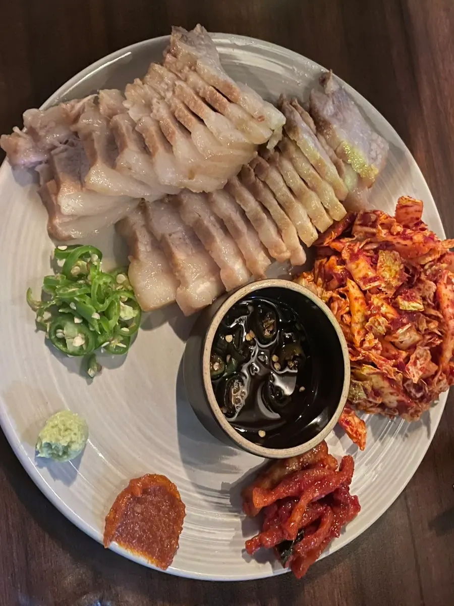 Suyuk and fresh kimchi salad from a previous visit