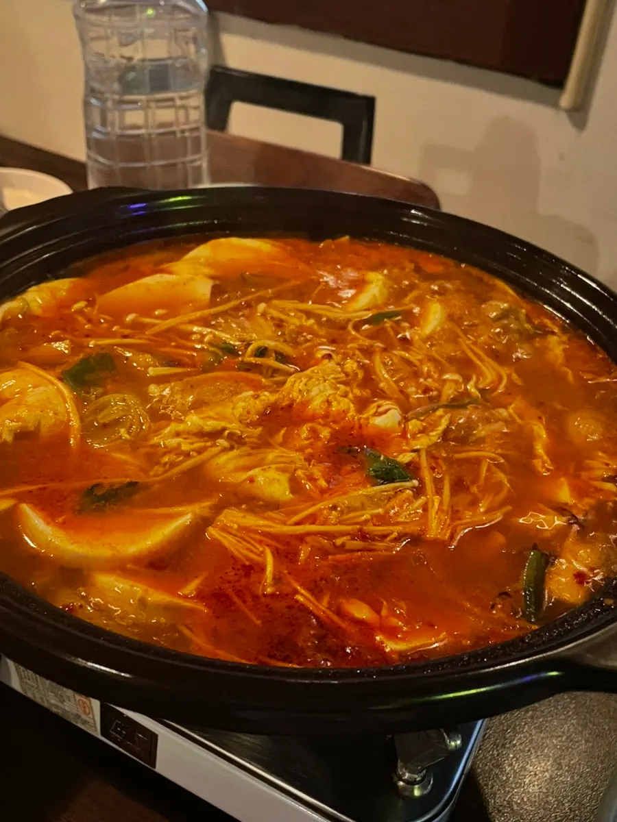 Spicy soft tofu stew with a rich broth