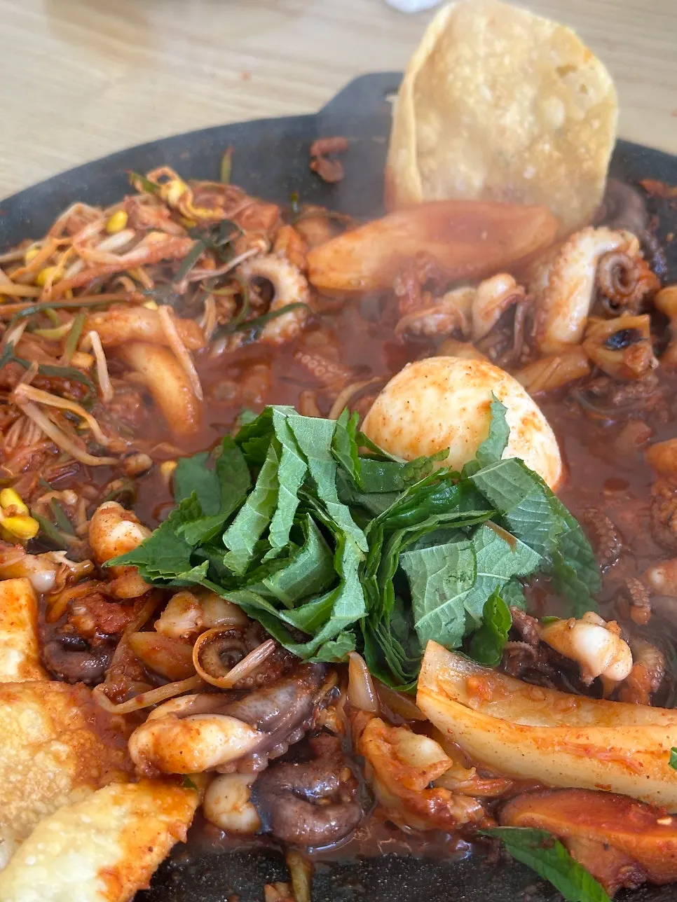 Fully cooked, deep red spicy jjukkumi