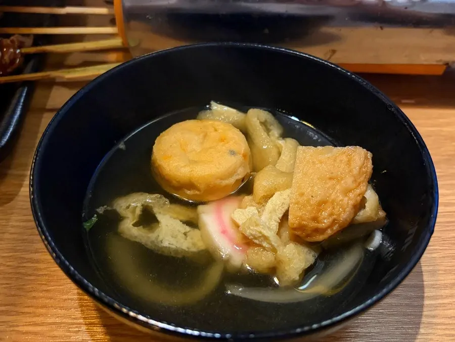 Kkamuri fish cake soup with clean-tasting broth
