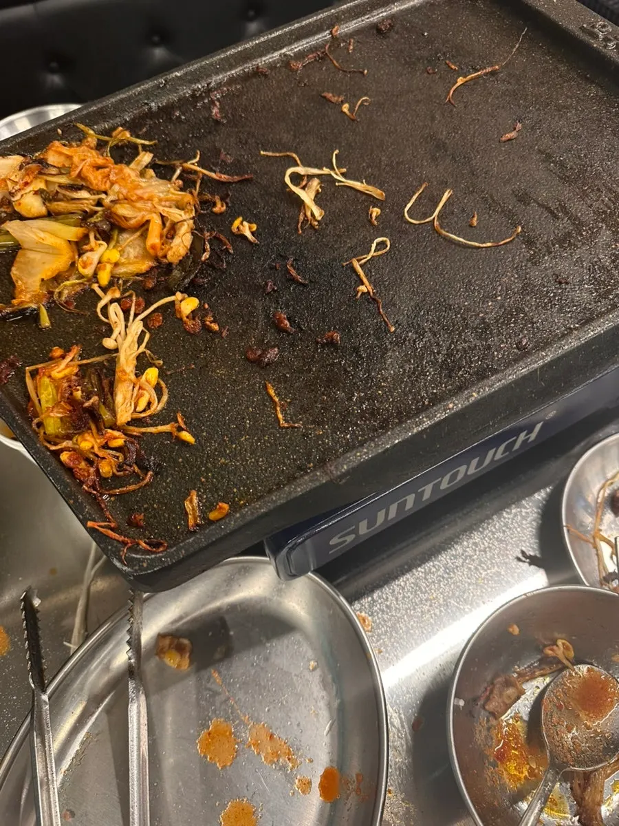 냉삼 4겹을 겹쳐 구운 마무리 고기