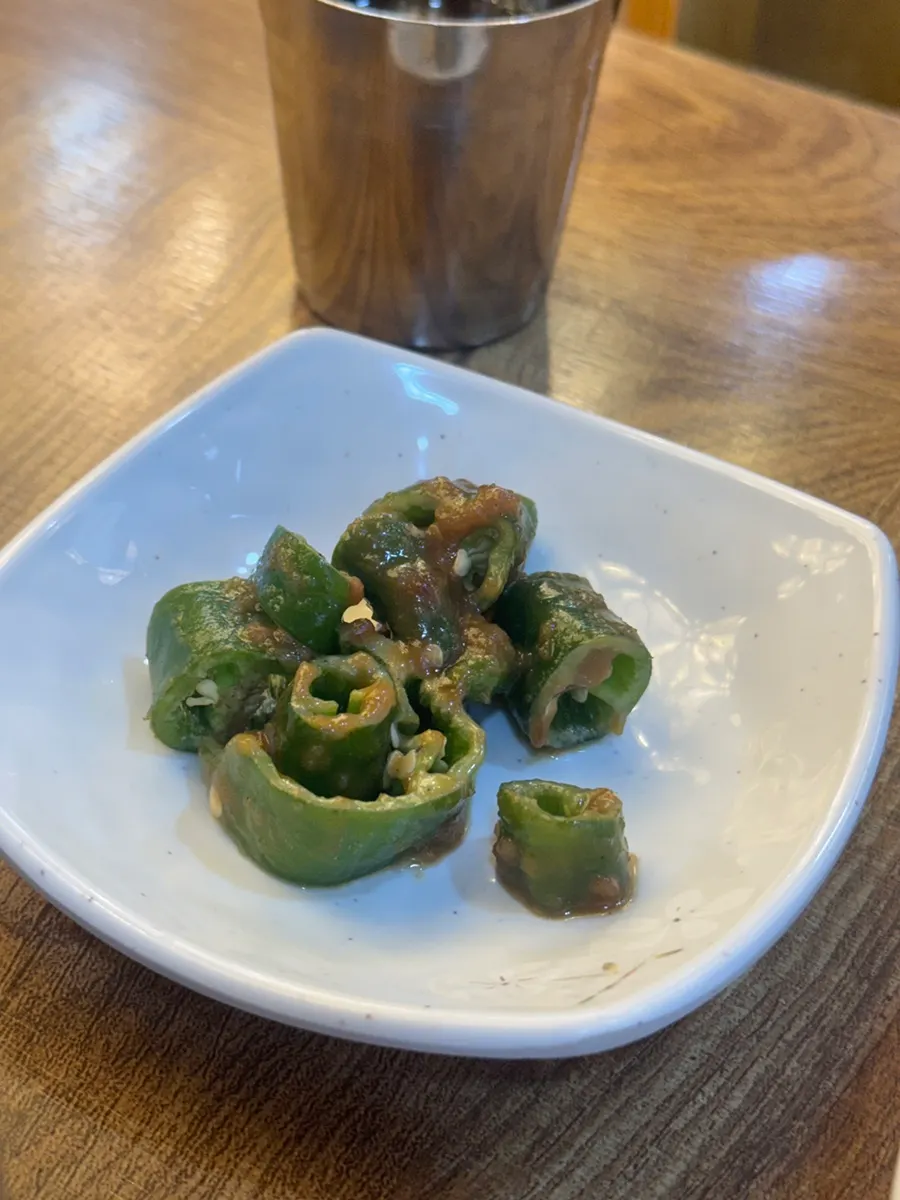 된장고추무침 밑반찬 접시
