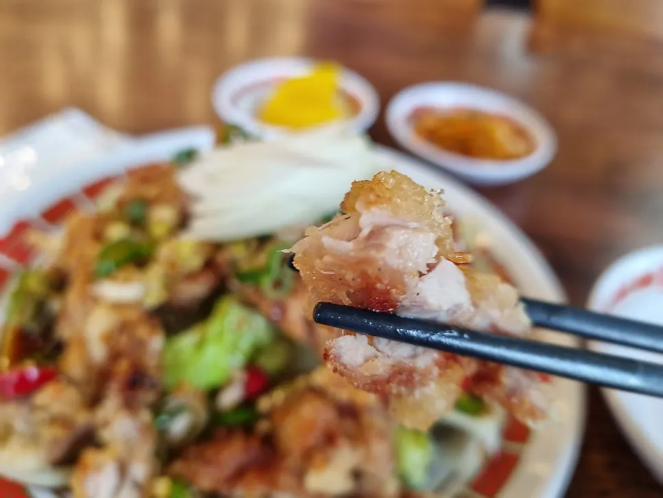 Photo of the crispy coating and chicken texture