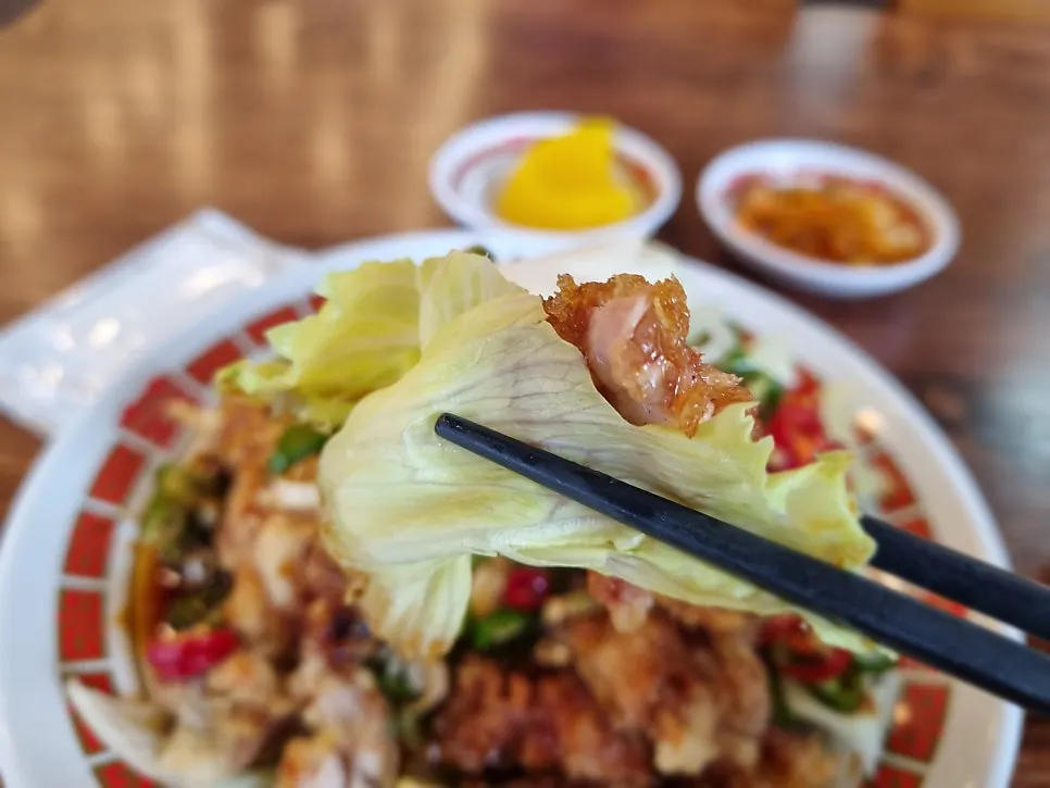 Photo of the crispy coating and chicken texture