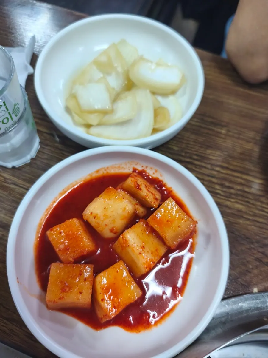 Crunchy diced radish kimchi side dish