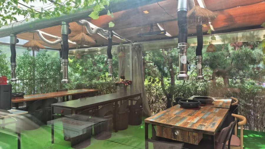 Restaurant interior with table partitions