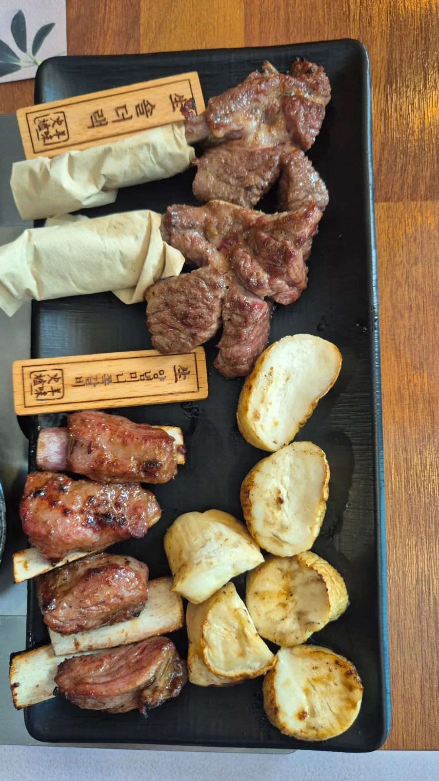 Lamb grilled by a staff member